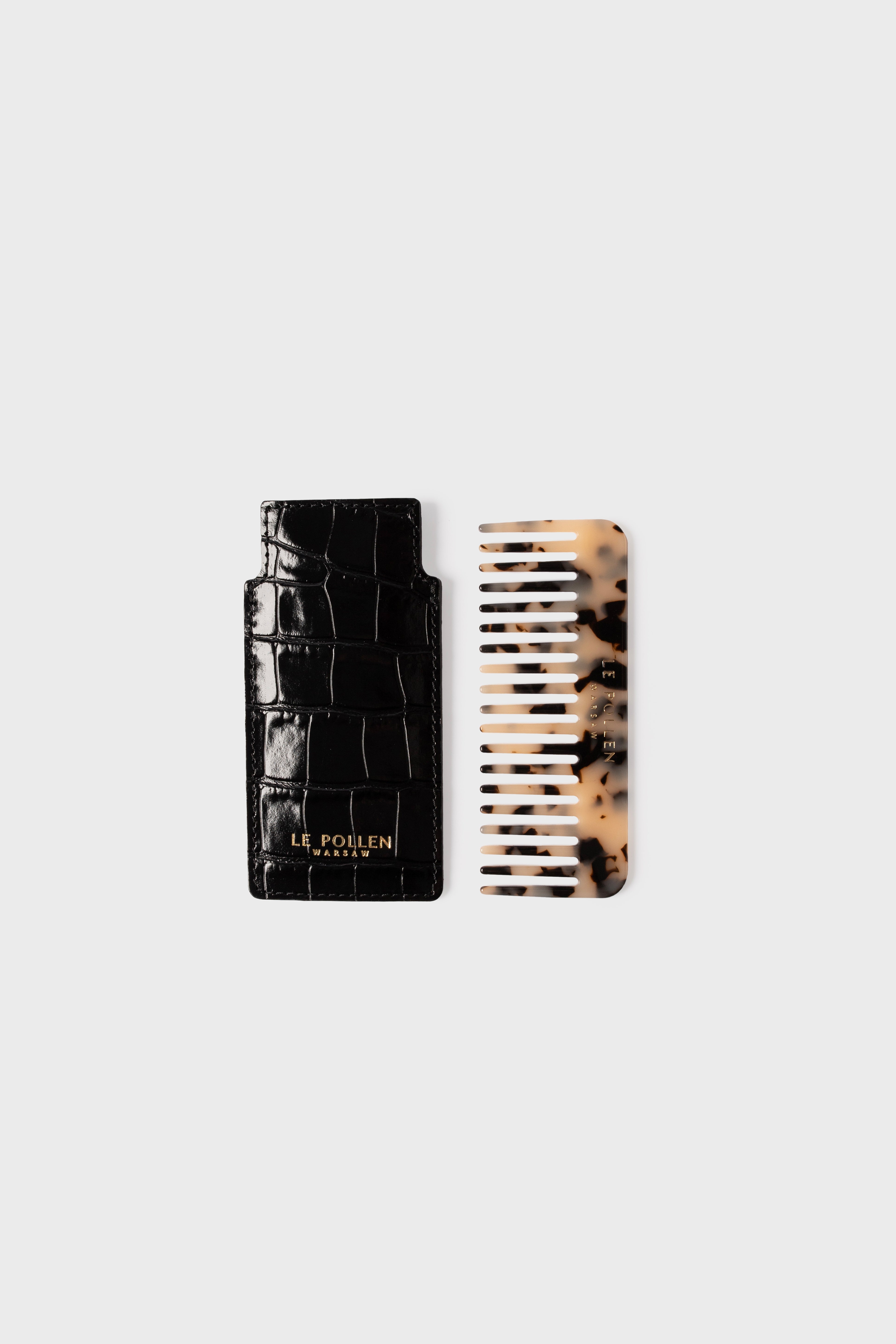 Hair Comb Black Crocodile